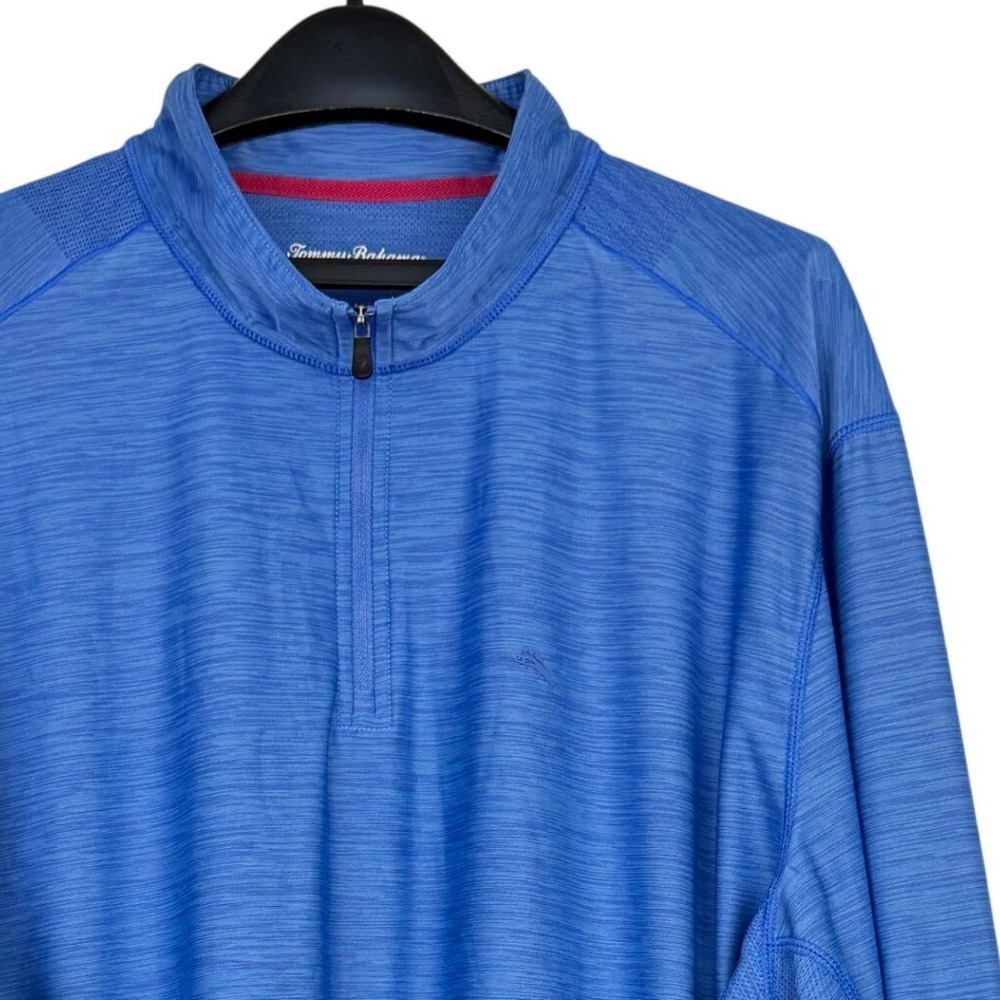 Tommy Bahama IslandZone 1/4 Zip Pullover Mens 2XLB Big Blue Space Dye Texture